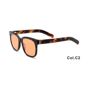 Vintage Tortoise & Amber Acetate Sunglasses Nylon Lens UV Protection Square Shades