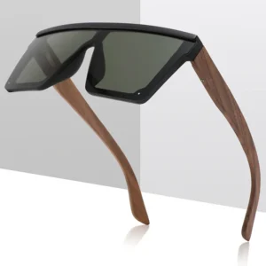 Vintage Wooden Temple Square Sunglasses PC UV400 Custom Logo Sunglasses Women Men