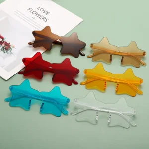 WEIMEI Women’s High-Level Sunscreen Plastic Sunglasses Creative Five-Pointed Star Atmosphere All-Match Party Decorations Angel