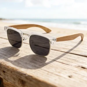 White Half Rim Frame Multi Color Polarized Wooden Shades Custom Logo Spring Hinges for Outdoor Activities