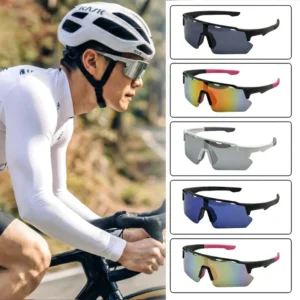 White UV400 Polarized Outdoor Windproof Cycling Sports Sunglasses Set