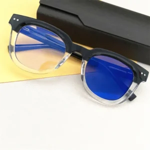 Women Anti Blue Light Retro TR90 Spring Hinge Round Lunett Photogray Antireflet Photochromic Glasses for Men