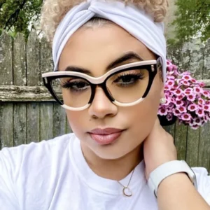 Women Butterfly Cat Eye Full Rim Black and White Geometric Anti Blue Light Square Face Retro New Glasses