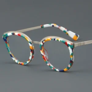 Women Eyeglasses Female Big Frame Optical Metal Frame Eyewear High Quality Cat Eye Round Acetate Eyeglasses