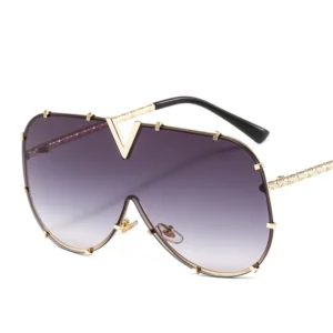 Women Fashion Luxury Vintage Big Frame Adult Men Metal Outdoor Sun Protection Eyewear Female Men’s Sunglasses