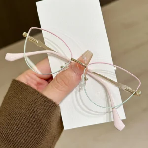 Women Metal Spectacle Frame Cat Eye Optical Eyeglasses Blue Light Blocking Glasses Frame