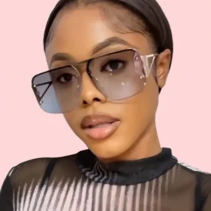 Women Retro Square Half Rim Sunglasses UV400 Outdoor Travel Eyewear