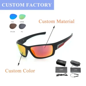Women Sports Black Rectangle Frame TAC Lenses UV400 TR90 Polarized Sunglasses