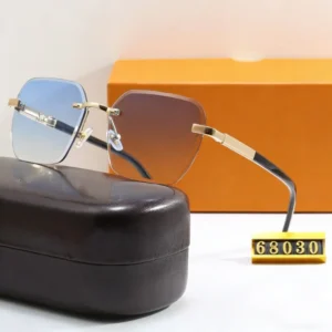 Women Square Rimless Sunglasses Men Luxury