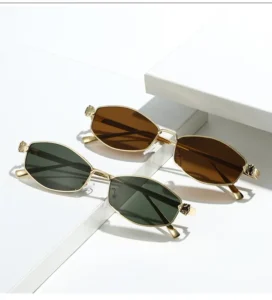 Women Sunglasses with Gold Frame Metal Glasses with Green Lens in 5 Colours