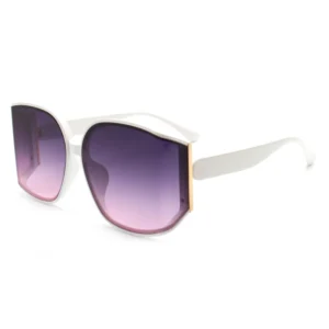 Women oversized sunglasses with white frame and gradient purple lenses for fashion wear