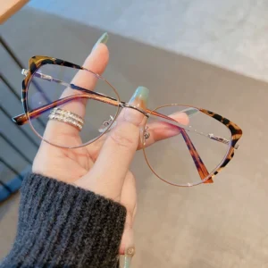 Women’s Cat Eye Butterfly Shape Full Rim Glasses Frame Color Changing Anti-Blue Light PC Lens Rectangle