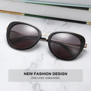 Women’s Cat Eye Sun Glasses with Butterfly Style Female Acetate Metal Frames UV400 Shade Sunglasses from China