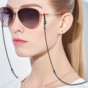 Women’s Classic Sunglasses Anti Lost Chain Ball Pattern Portable Neck Lanyard Fashionable Beaded Design for Personality Party
