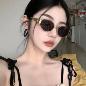 Women’s Designer Round Metal Sunglasses UV400 Optical Lenses Fashionable Sun Glasses