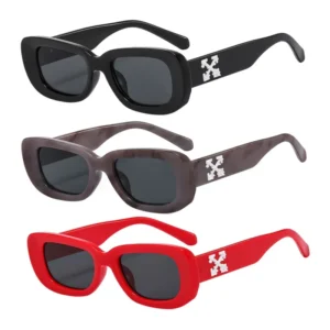 Women’s Designer Sunglasses Luxury Famous Brands Square Rectangle Shades Stylish Small Frame Black White Gold Gray PC
