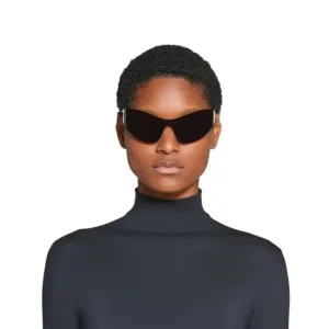 Women’s Fashion Rimless Sunglasses One Piece Cat eye Y2K Sun Glasses Color Film Cycling Windproof Sports Eyewear