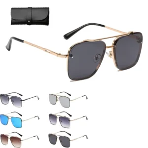 Women’s Fashion Sunglasses Designer Branded Metal Light Blue and Gray Frame UV400 Lenses Light Weight Sunglasses