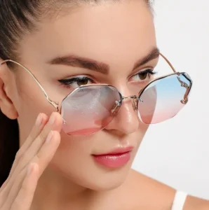 Women’s Frameless Diamond Cut Edge Outdoor Sunglasses