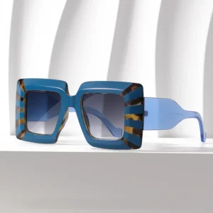 Women’s Large Frame Striped Square Sunglasses