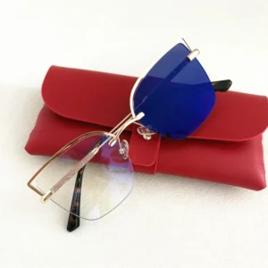 Women’s Photochromic Glasses Diamond Bling Metal Big Cat Eye Anti Blue Light UV400 Lunettes Photogray Anti Reflet Bleu