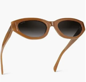 Women’s Polarized Sunglasses Brown Fashion Cat Eye Acetate Frame Oval Lenses Hand Polished