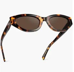 Women’s Polarized Sunglasses Leopard Print Fashion Cat Eye Acetate Frame Oval Lenses Hand Polished