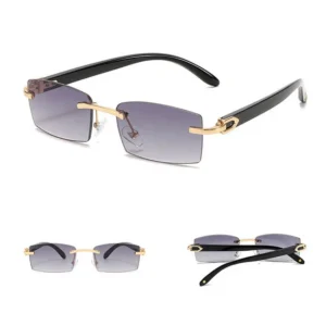 Women’s Retro Vintage Square Sunglasses with UV400 Lenses No Frame with Plastic Temples