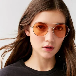 Women’s Round Shades Sunglasses Colorful Lens with Gold or Silver Metal Frame Fashionable Sun Glasses