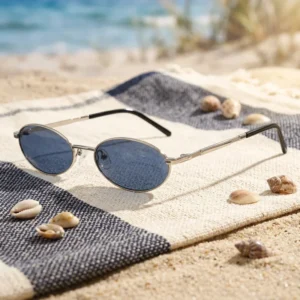 Women’s Small Oval Metal Fashion Sunglasses with Polarized Lenses and UV 400