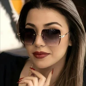 Women’s Square Sunglasses Mirror Lenses Alloy Frame
