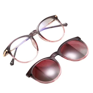 Women’s Two Tone Magnetic Clip On Sunglasses Blue Light Blocking Glasses Factory Goods Lunettes De Soleil