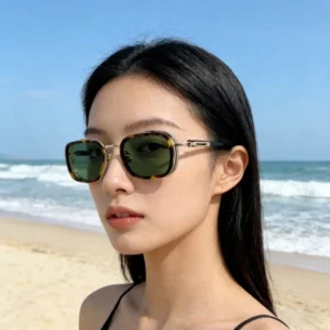 Women’s Vintage Full Rim Square Sunglasses with UV400 Protection Anti-Glare & Durable Design for Summer & Daily Use
