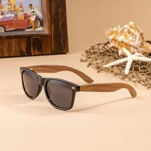 Wood Fashion Sunglasses with Black Polarized Lenses Comfortable & UV400 Protection for Men and Women