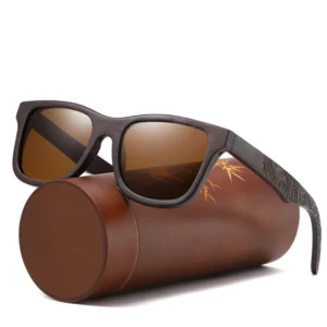 Wood Sunglasses Handcrafted Bamboo Custom Unisex Fashion Trendy Polarized Wide Frame