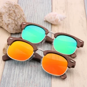 Wooden Glasses Custom Logo Mirror Wooden Bamboo Sunglasses