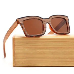 Wooden Polarized Sunglasses Men Women Handmade Square Sun Glasses UV400 Protection Custom Logo