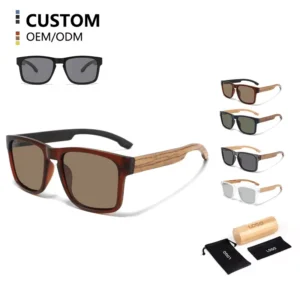 Wooden Sunglasses Factory Fashion Square Shade Men Custom Logo Black Wooden Sunglasses