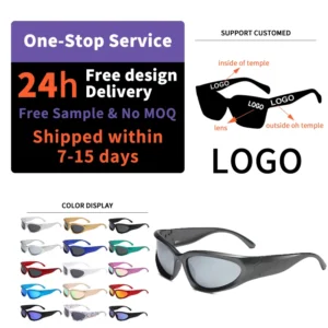 Wrap Around Fashion Polarized Sunglasses Oval Dark Vintage Y2K Futuristic Sun Glasses Men Women Outdoor Sports Shades