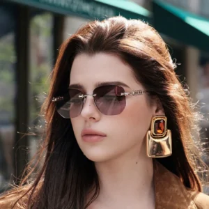 XS33454 Advanced Metal PC Frameless Sunglasses with UV400 Photochromic Color Changing Lenses Unisex Outdoor Sunwear