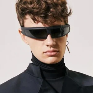 Y2K Tech Trend Sunglasses for Men Women White Frame Mirrored Outdoor Sports Cycling Sun Glasses for Riding Driving Sun