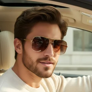 YHY Fashion Large Frame Retro Spring Leg Pilot Style UV400 Full Frame Sunglasses Driving Riding Goggles
