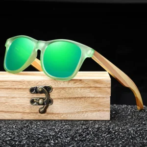 Zebra Bamboo Polarized Sunglasses Unisex UV400 Polyurethane Wooden Temples Glasses Shades Oculos 5086