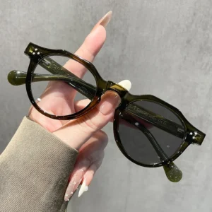 glasses change color Premium photochromic lens anti blue light for men women round TR90 metal insert temple spring hinge