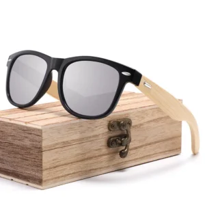 square Wooden Temple Sunglasses Retro Bamboo Glasses Outdoor UV Resistant Wooden Sunglasses